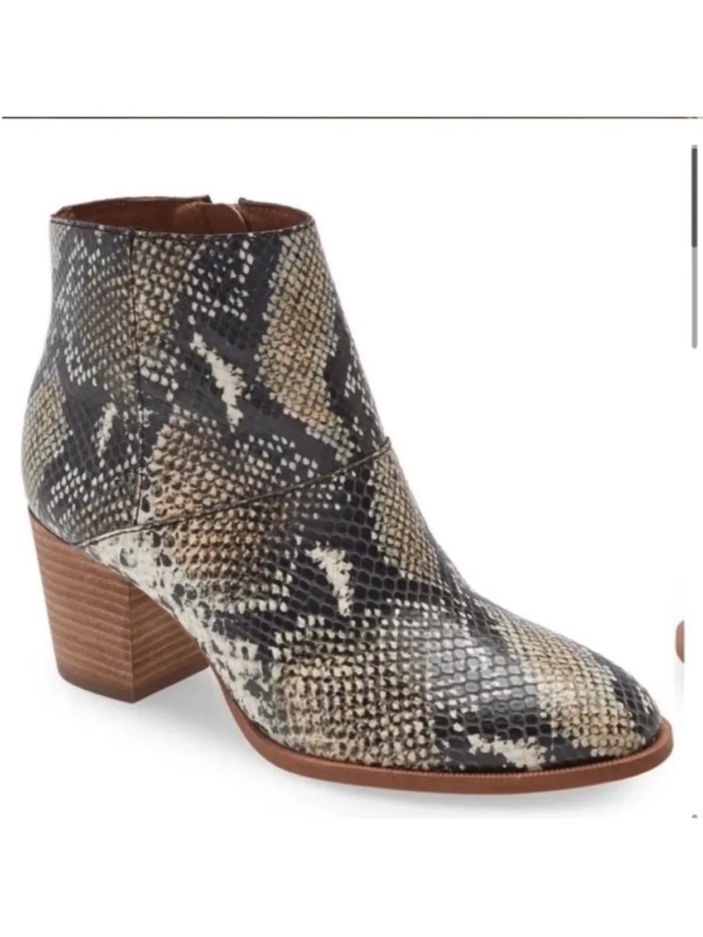 Madewell Ankle Boots Snake Embossed Leather Moonstone Multi size seven (7)